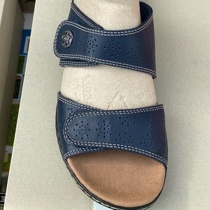 Leisa Lacole Navy Blue Slide Sandals